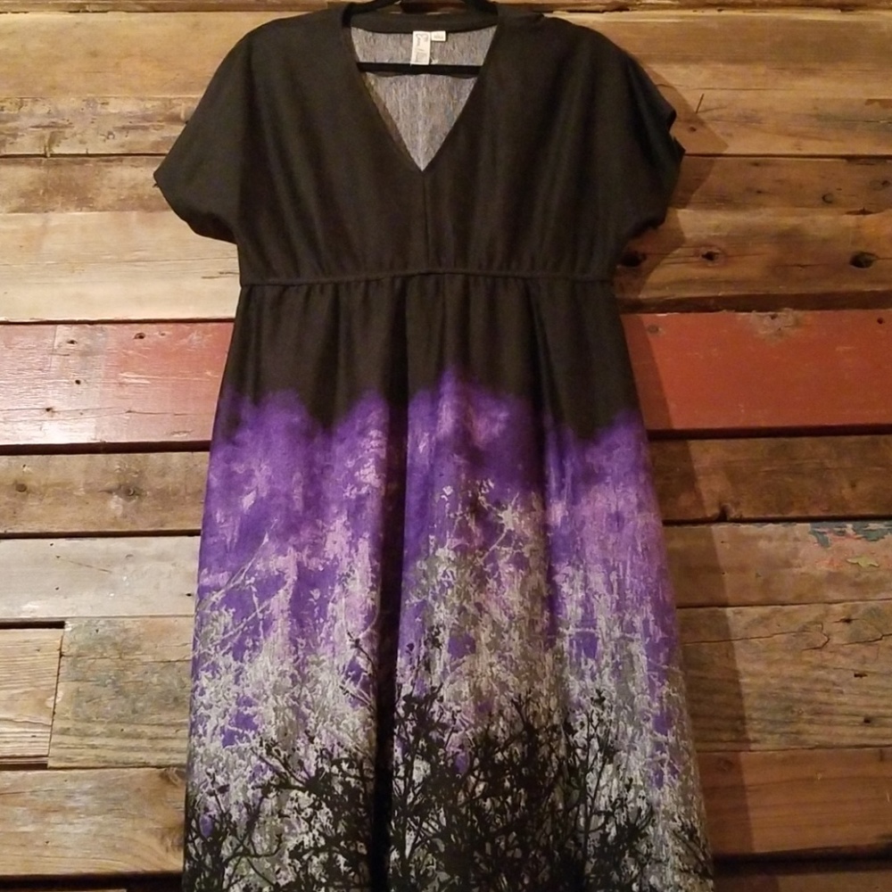 Dolman sleeve maxi with tree detail